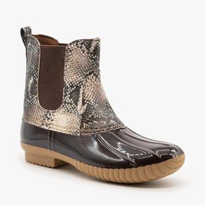 Shoetopia Women Sassy Snake Print Rubber Rain Boots - Size 8